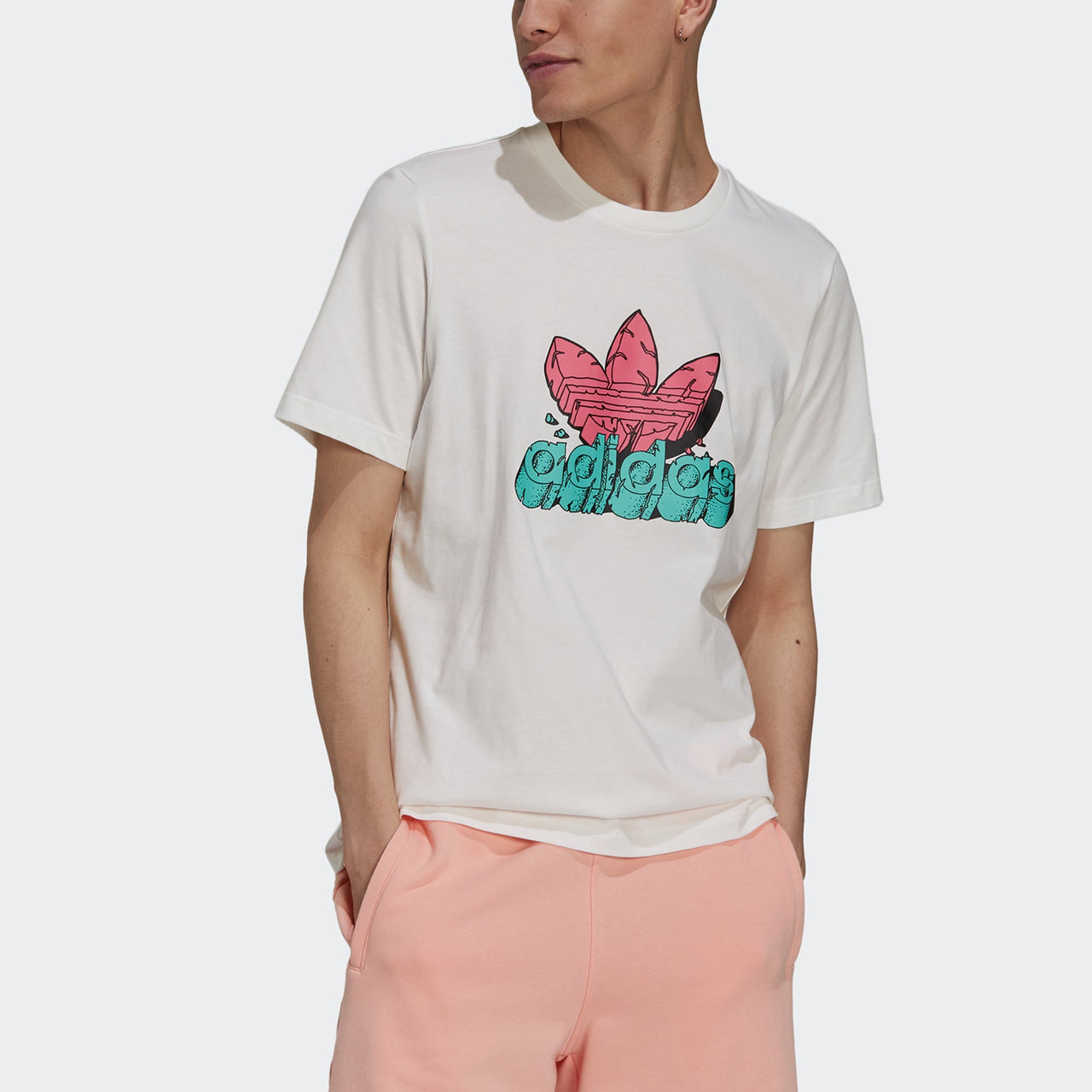 adidas Men's originals 5 As Tee Logo Sports White H13481