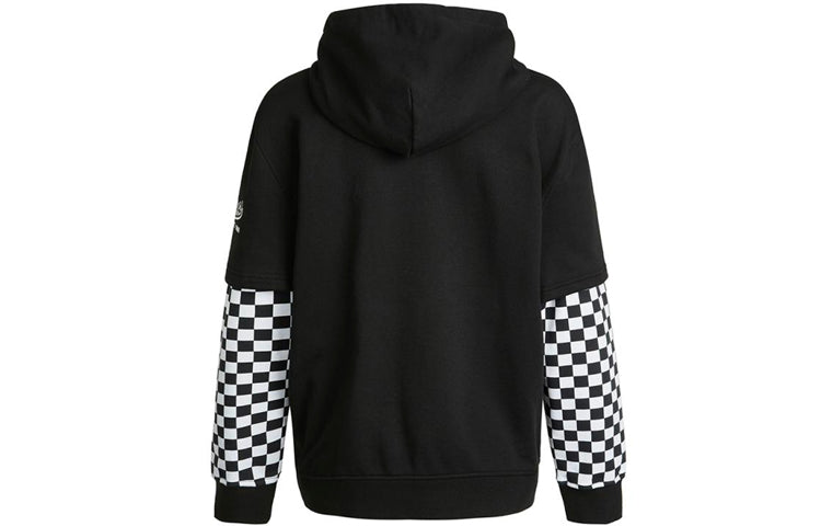 (WMNS) Vans Logo Embroidered Checkerboard Print Hoodies 'Black White' VN0A4UTNBLK