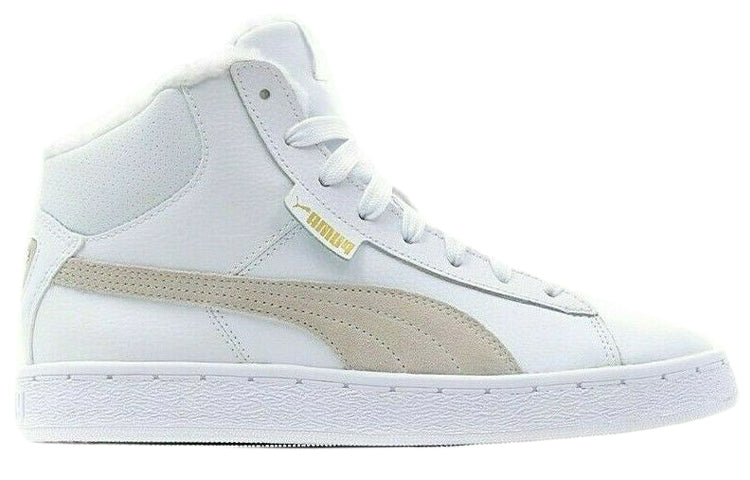 PUMA Mid Leather Fur Lined Cozy Stay Warm Mid-Top Casual Skate Shoes Unisex White Fleece Lined 364977-02