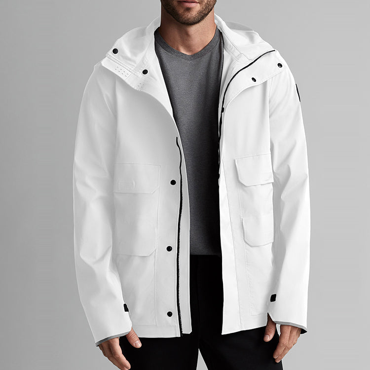 Canada Goose Meaford Black Hooded Jacket For Men Beichen White 5611MB-433