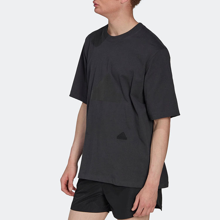 Men's adidas New Osize Tee Loose Sports Round Neck Short Sleeve Black T-Shirt HN1958