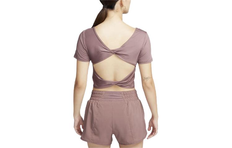 (WMNS) Nike One Classic Dri-FIT Short Sleeve Cropped Twist T-shirt Asia Sizing 'Smokey Mauve' FN2852-208