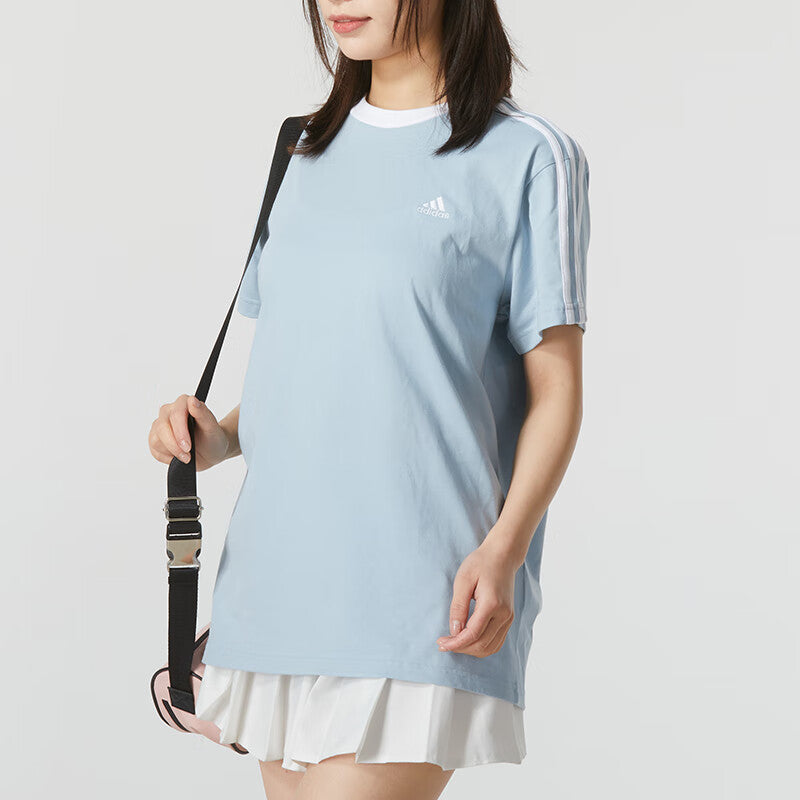 (WMNS) adidas 3-Stripe Breathable T-Shirt Asia Sizing 'Teal White' JI6979