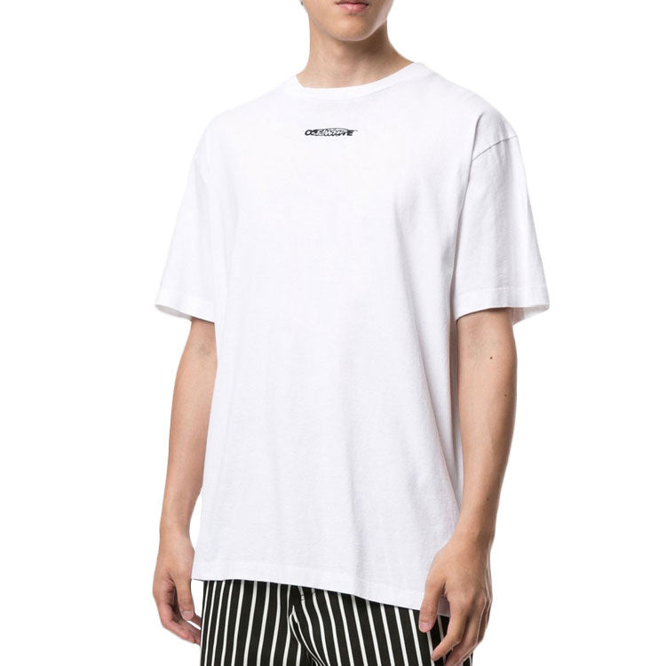 Men's Off-White Logo Graffiti Round Neck Pullover Short Sleeve Loose Fit White T-Shirt 0MAA038E20JER0070110