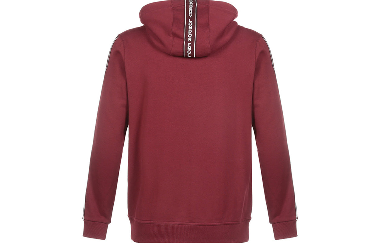 Men's Burberry FW20 Side Sleeve Logo Cotton hooded Zipper Sports Red 80318771