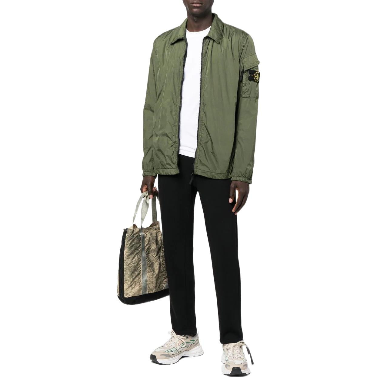 STONE ISLAND Garment Dyed Crinkle Reps Overshirt Jacket 'Olive Green' 771510223-V0058