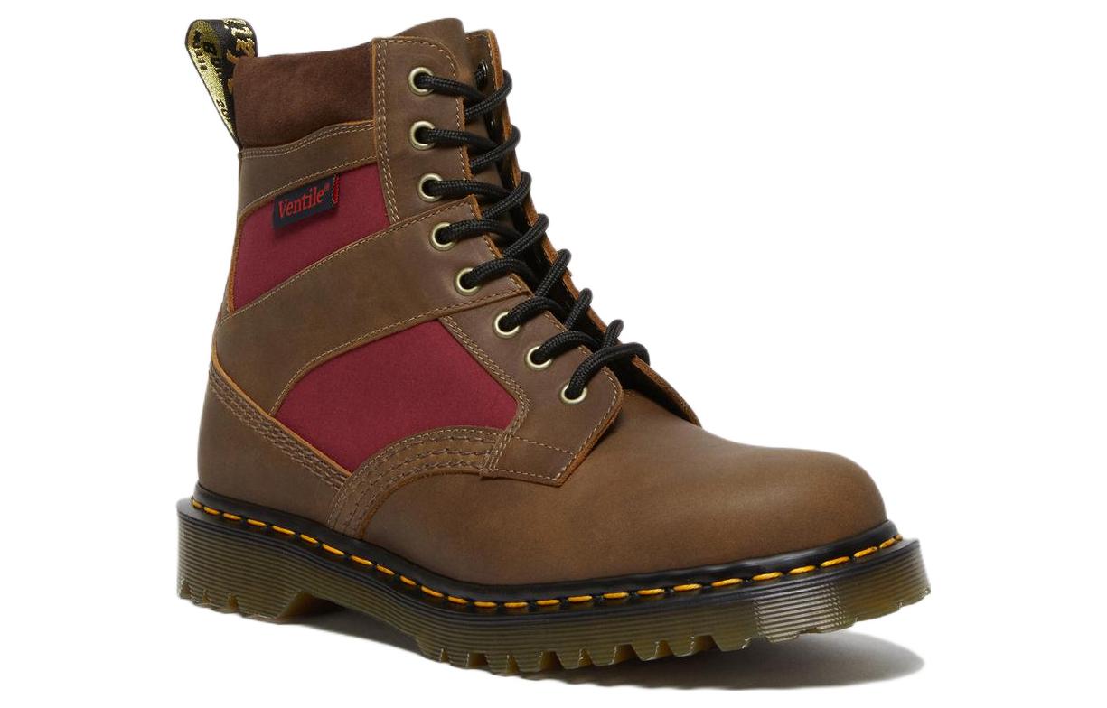 Dr.Martens 1460 Made in England Padded Panel Lace Up Boots 'Brown Dockyard Oxblood' 27775203
