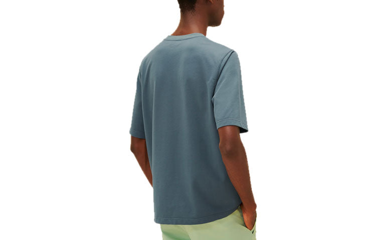 Men's HERMES SS21 Hello Mr Farrier Small Logo Round Neck Cotton Short Sleeve Blue H157830HA0X