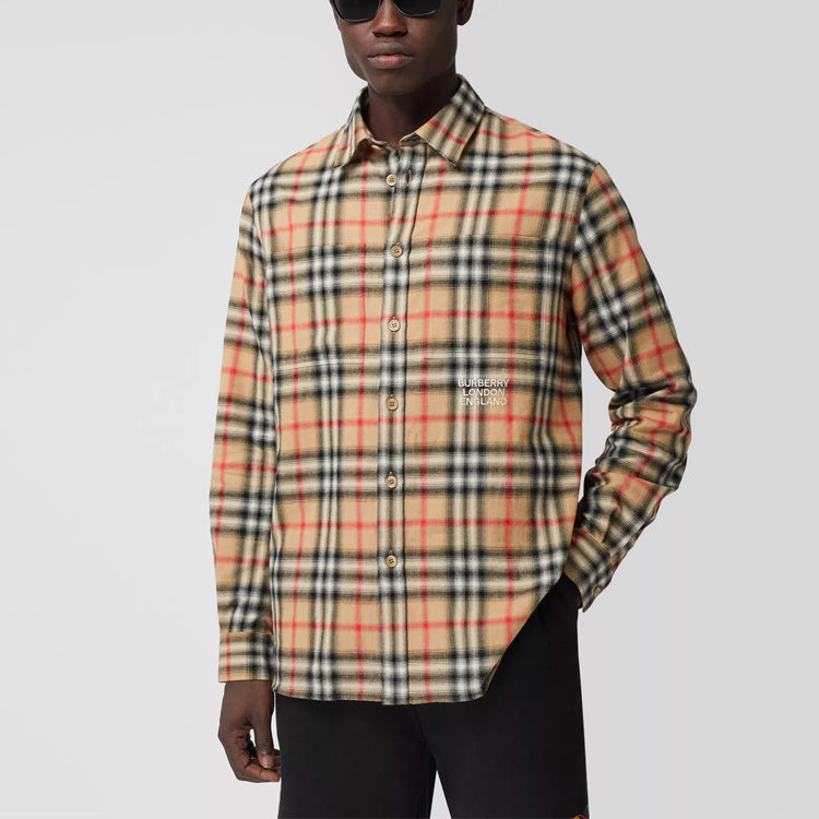 Burberry Check Cotton Flannel Shirt Male Cream-coloured 80367731