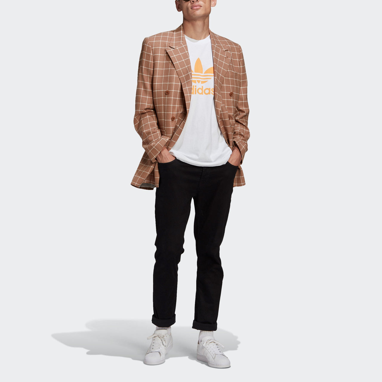 adidas Originals Classics Trefoil Tee 'White Solar Orange' GN3486