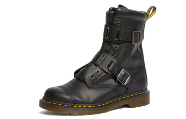 Dr. Martens Quynn Smooth Leather Buckle Lace Up Boots 'Black' 25601001