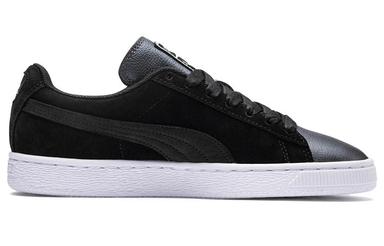 (WMNS) PUMA Suede Shimmer Black/Grey Low Board Shoes 369597-02