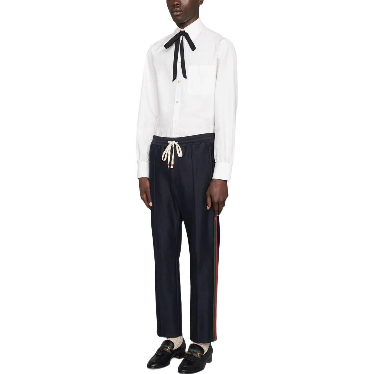 Gucci Cotton Trouser With Web 'Navy Blue' 668500-Z8AQZ-4433