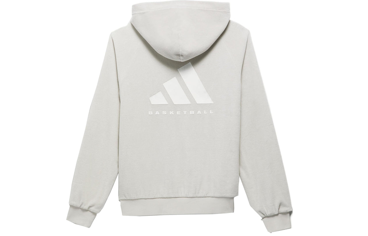 adidas Basketball Velour Hoodie 'Grey' IA3456