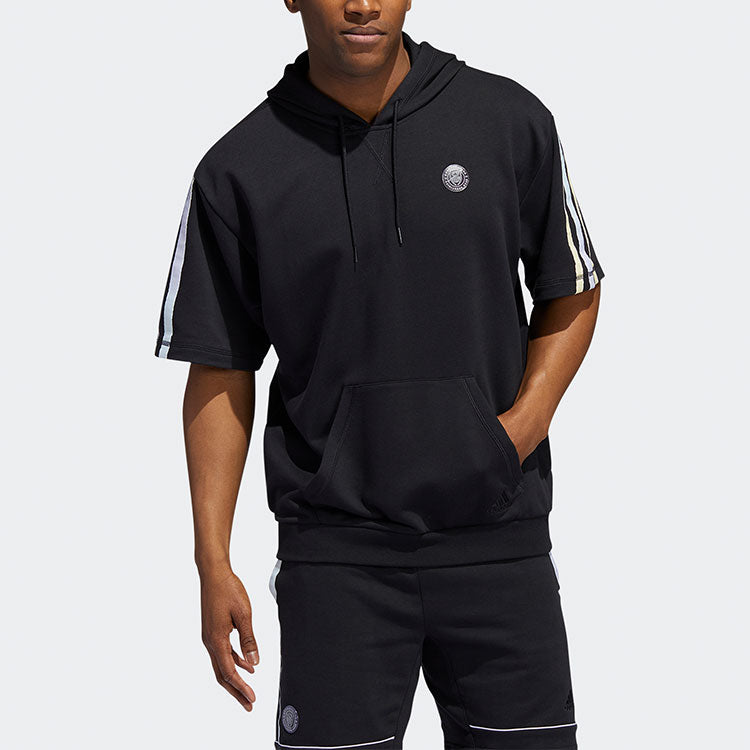 adidas Dm Ss Hoodle Casual Breathable Basketball hooded Sports Short Sleeve Black HB6757