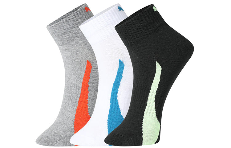 PUMA Lifestyle Short Socks 3 Pairs 'Black Orange White Blue Green' 701218310-003