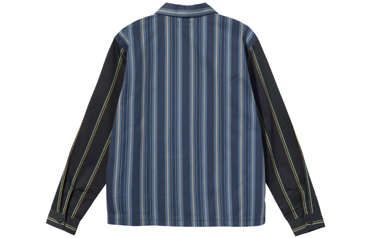 Stussy Mix Stripe Zip Up Work Jacket 'Blue Black' 1110168