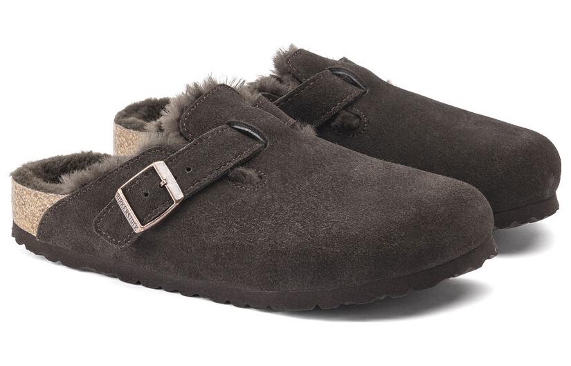 Birkenstock Boston Shearling Suede Shoes 'Mocha' 1020567