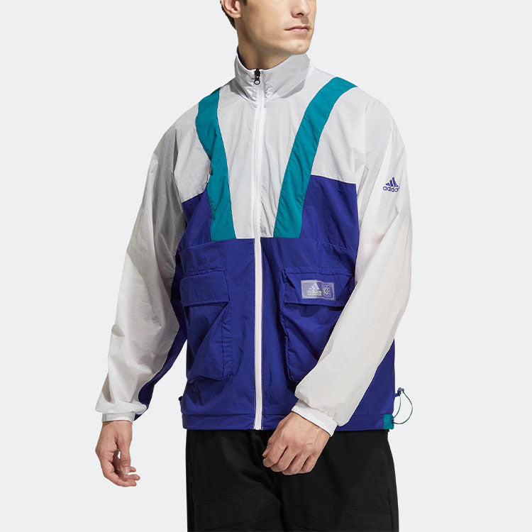 adidas originals St Ltwind Wvjk Casual Breathable Sports Stand Collar Jacket Blue White HE9931