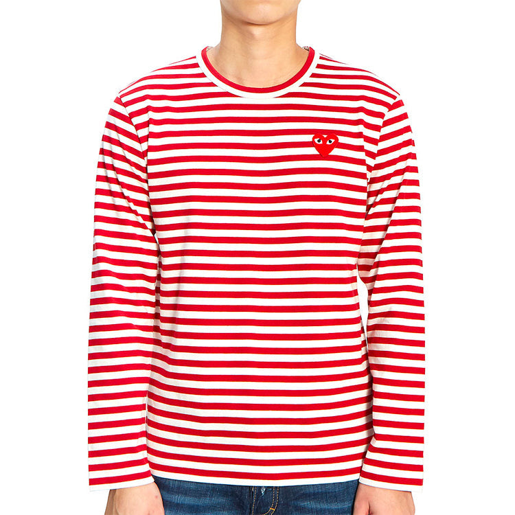 COMME des GARCONS PLAY Striped Long-Sleeve T-Shirt 'Red' AZ-T164-051-4