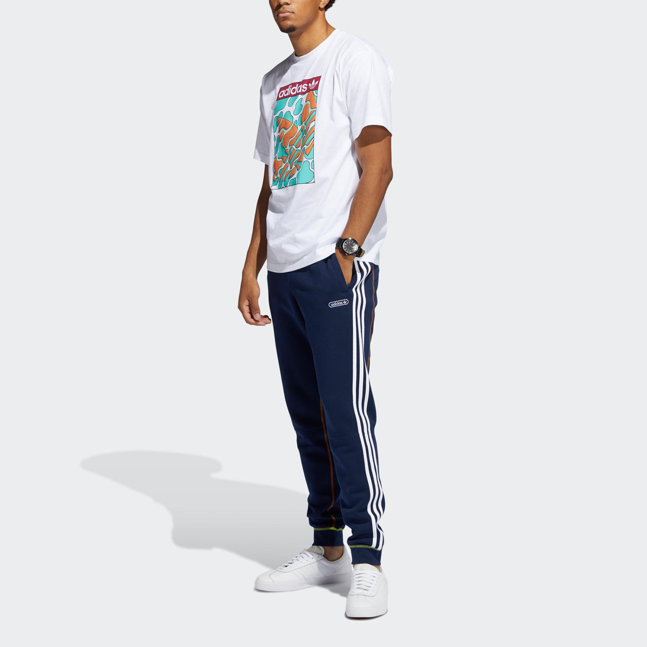 adidas originals Summer Tongue L Printing Logo Sports Round Neck Short Sleeve White GN3900
