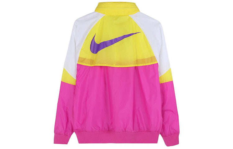 Nike Sports Windproof Colorblock Hooded Jacket Yellow Purple Yellowpurple AR2210-623