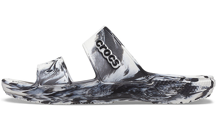 Crocs Classic Clog Marble Beach Sports Slippers Unisex White Black 207701-103