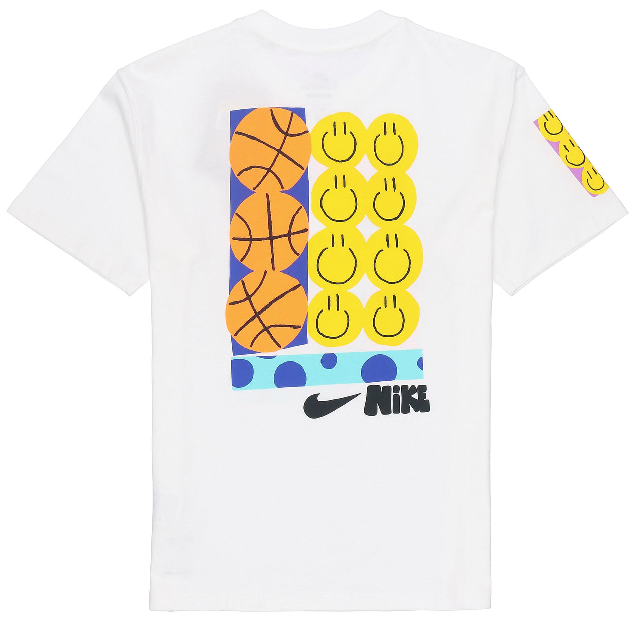 Nike Smiling Face Basketball Pattern Printing Breathable Sports Short Sleeve White DQ1013-100