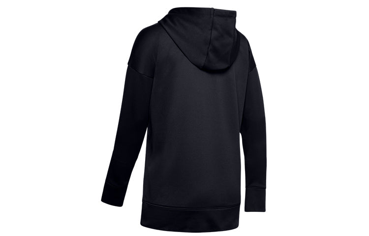 (WMNS) Under Armour Fleece Chenille Logo Hoodie 'Black White' 1348246-002