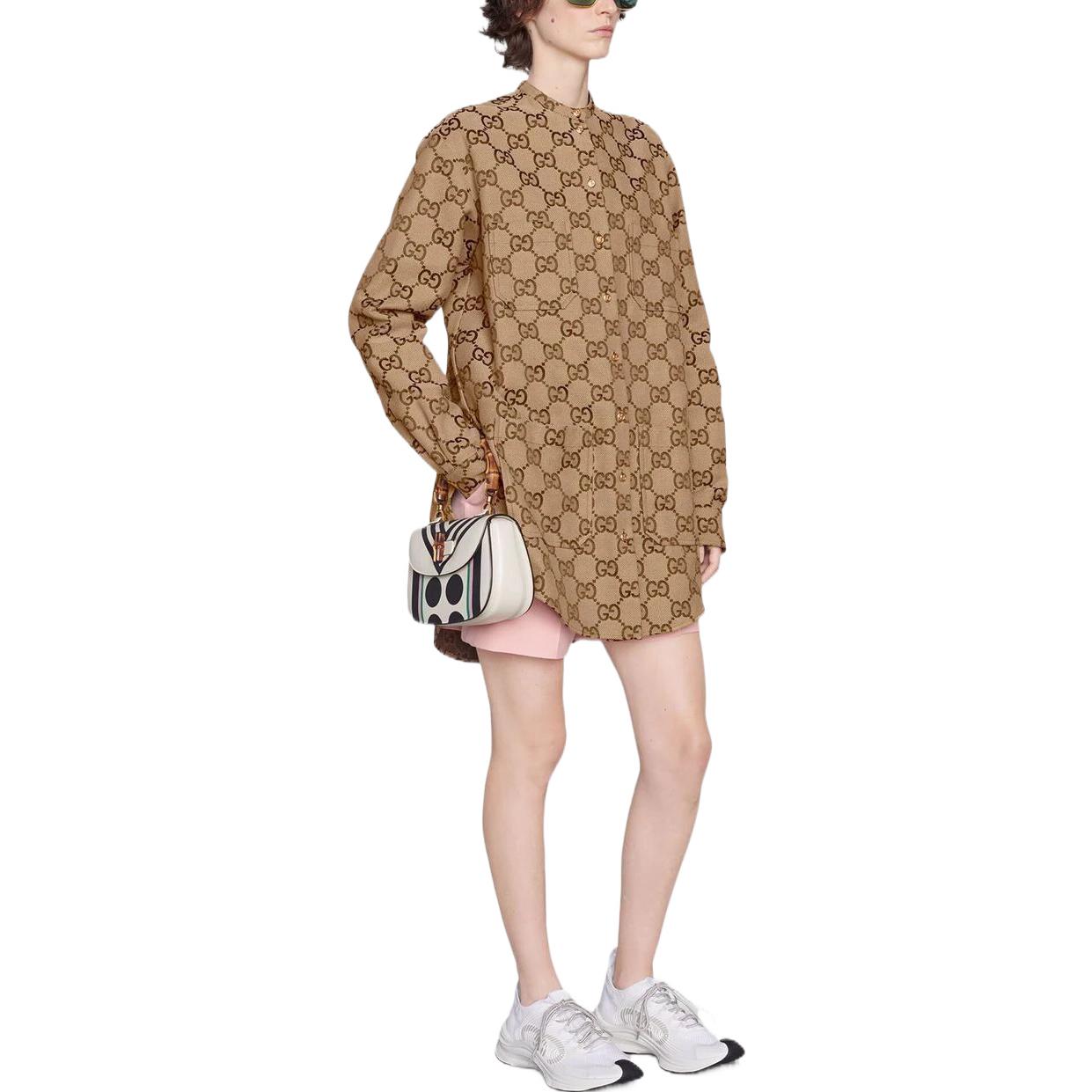 (WMNS) Gucci Maxi GG Canvas Shirt 'Camel Ebony' 669337-ZAHT5-2580
