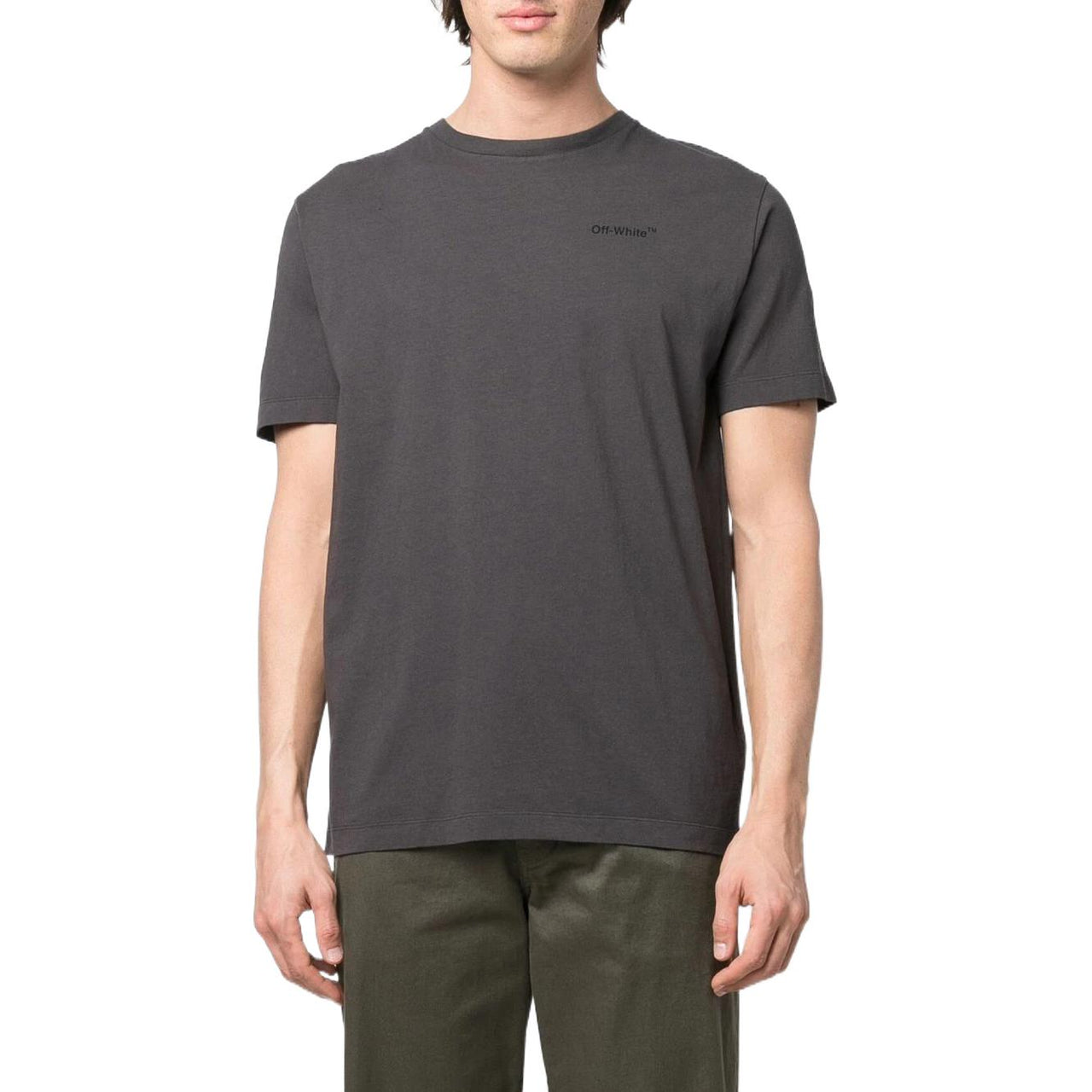 Off-White SS22 Back Logo Printing Round Neck Short Sleeve Version Gray OMAA027S22JER0021010