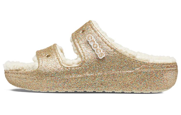 (WMNS) Crocs Classic Cozzzy Glitter Sandals 'Multi Gold' 208124-93S
