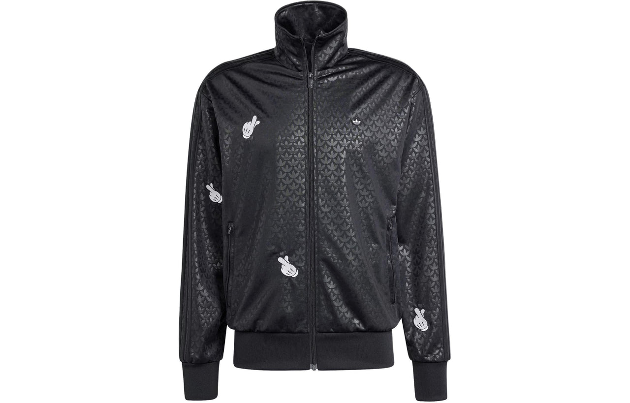 adidas Mickey Mouse x Originals Monogram Embroidered Firebird Track Top Asia Sizing 'Black' IY2264