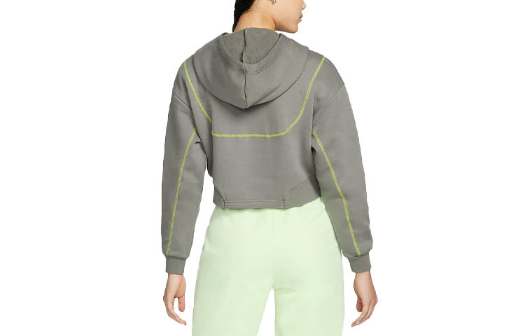 (WMNS) Nike Sportswear Oversized Fleece Hoodie 'Grey Lime Green' DM6360-029