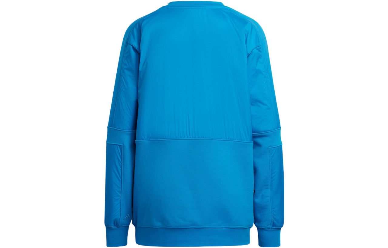 adidas x Ivy Park Crossover Solid Color Chest Logo Embroidered Pullover Round Neck Long Sleeves Blue HR3661