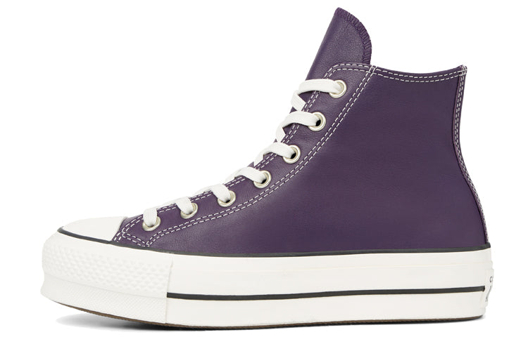 (WMNS) Converse Chuck Taylor All Star Platform Leather High Top Thick Sole White Purple 565852C
