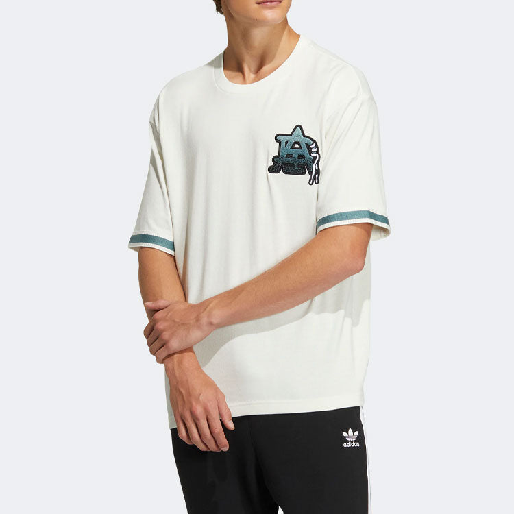adidas Alphabet Printing Round Neck Pullover Short Sleeve Unisex White HS2016