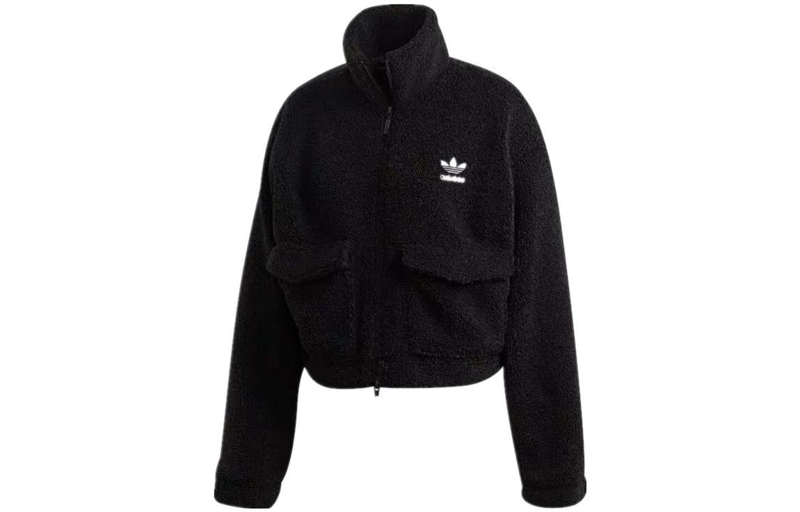 (WMNS) adidas Teddy Jacket Asia Sizing 'Black Grey' FU1729