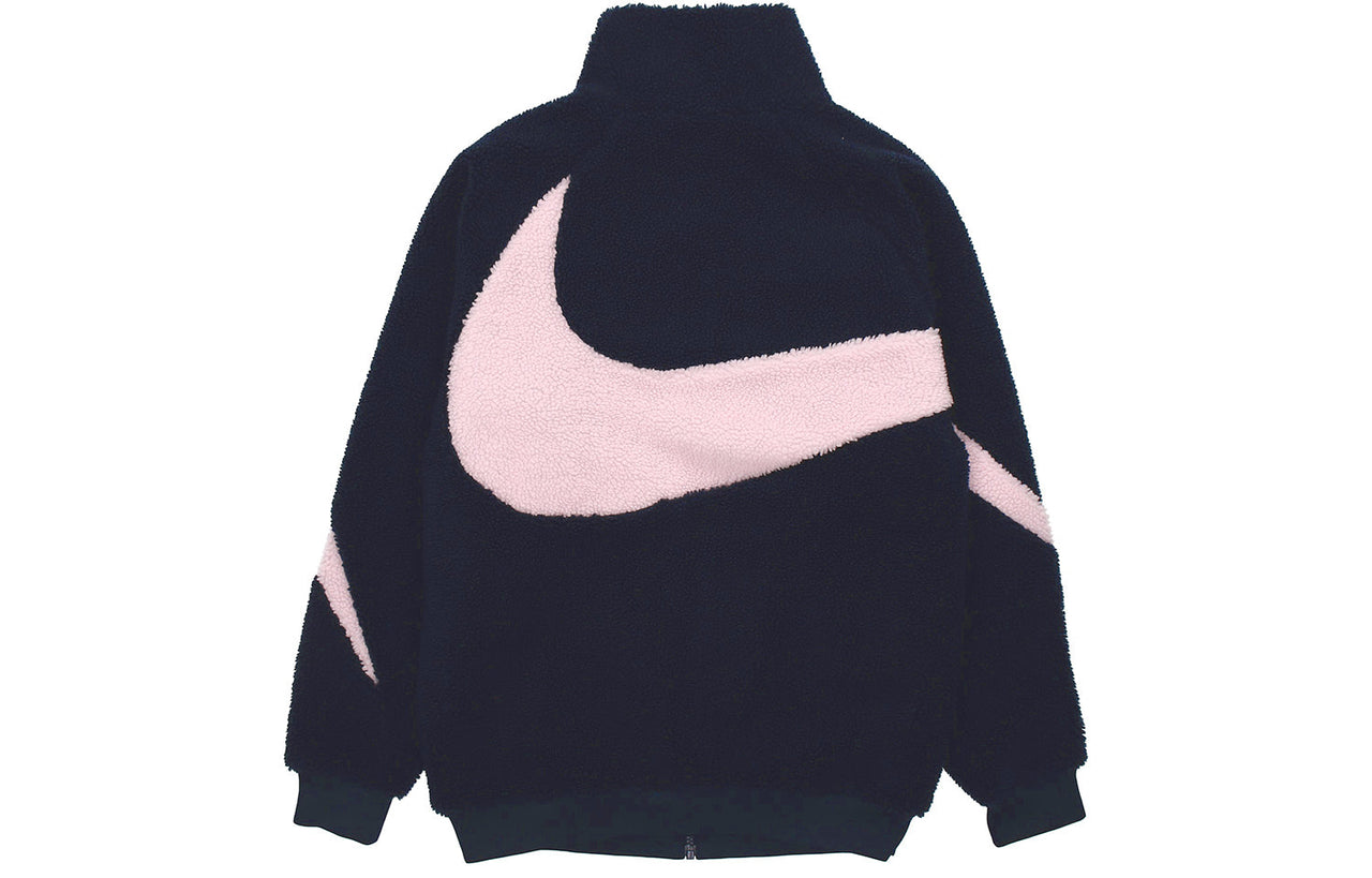 Nike Big Swoosh Large Logo lamb's wool Stay Warm Stand Collar Jacket Obsidian Color DH2474-456