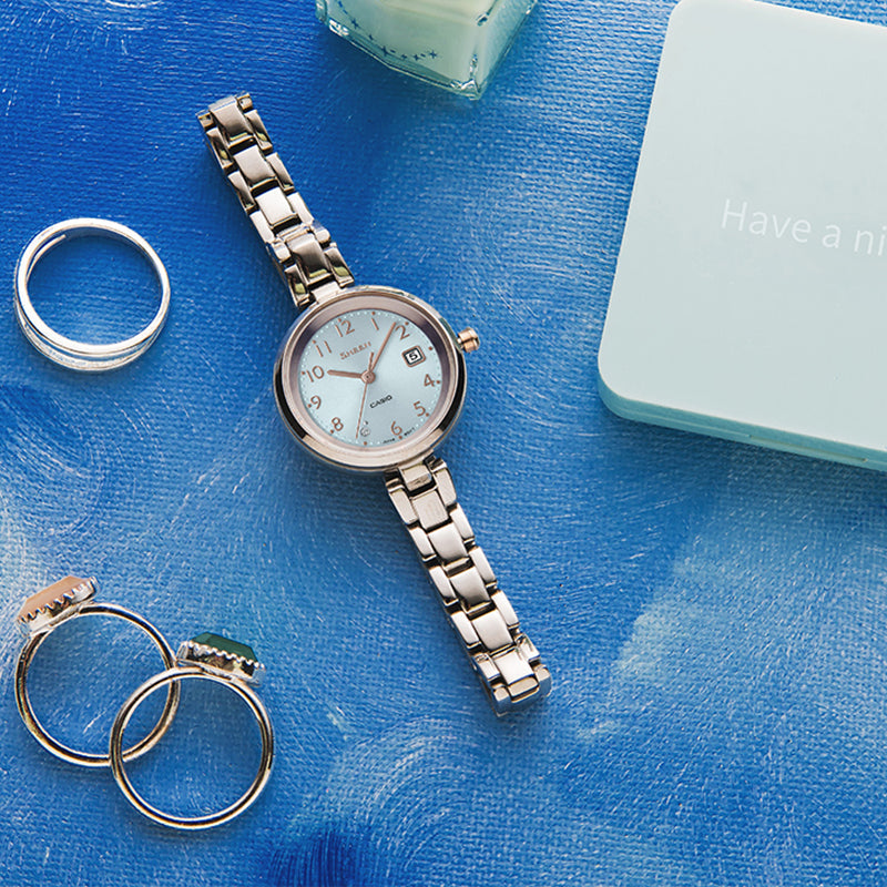 CASIO SHEEN Sapphire Crystal Solar Powered Quartz Waterproof Silver Analog SHS-D200D-7APR