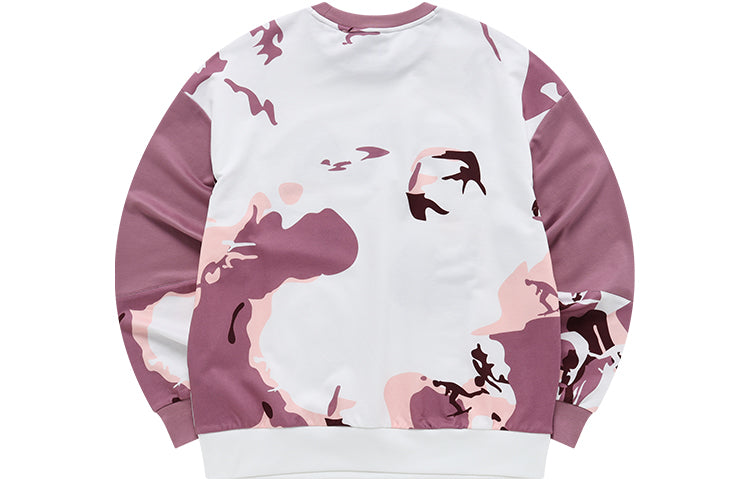 (WMNS) FILA FUSION Camouflage Contrasting Colors Loose Round Neck Pullover Hoodie Pink T11W133202F-PK