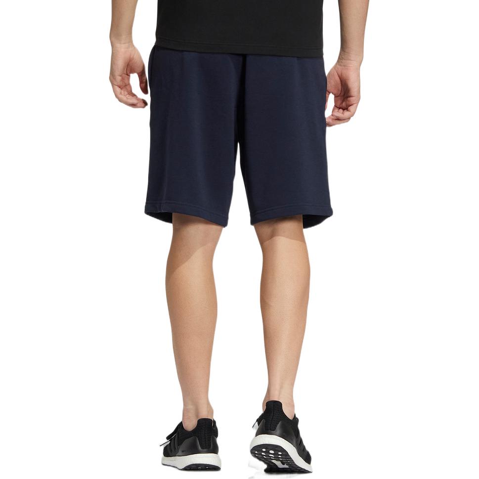 Men's adidas Solid Color Logo Printing Lacing Straight Shorts Blue HS4390
