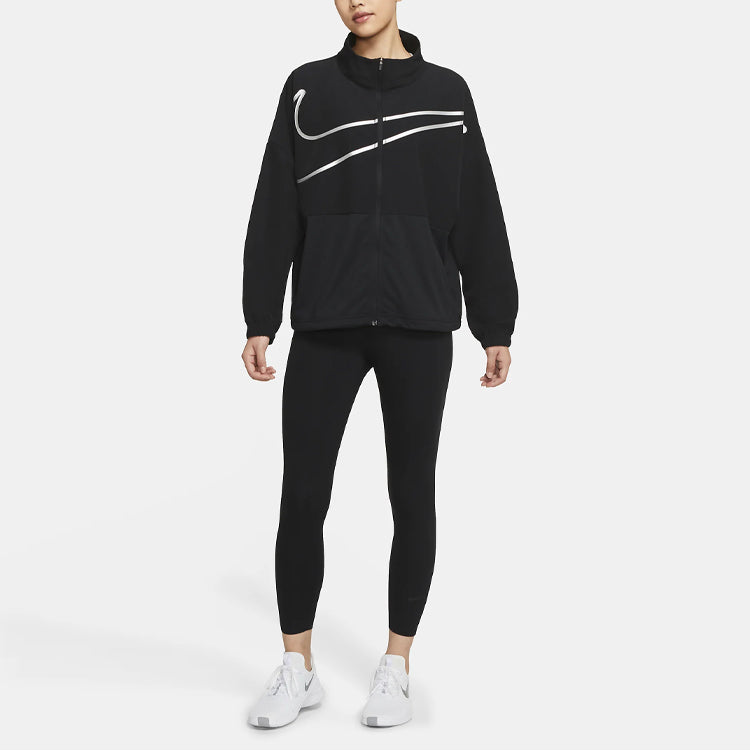 (WMNS) Nike Large Woven Stand Collar Training Sports Black Jacket DA0498-010