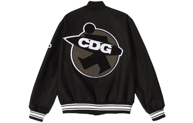 COMME des GARCONS CDG x Stussy SS20 Varsity Jacket Patch baseball Jacket 'Black' 115551