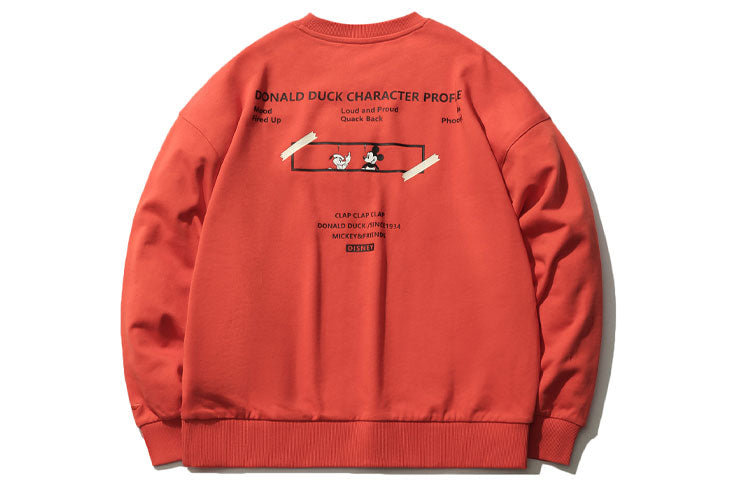 Li-Ning x Disney Crossover Sports Fashion Series Casual Loose Round Neck Pullover Hoodie Red AWDR606-3