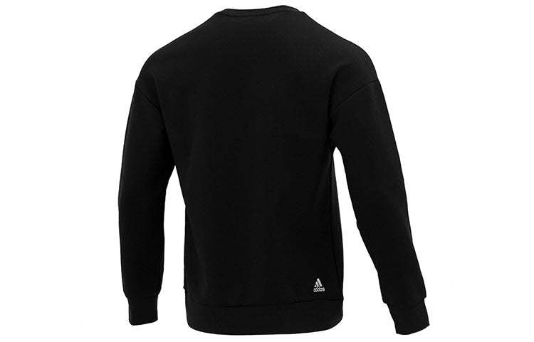 Men's adidas St Crewgfx Swt Sports Round Neck Long Sleeves Pullover Black HE7464