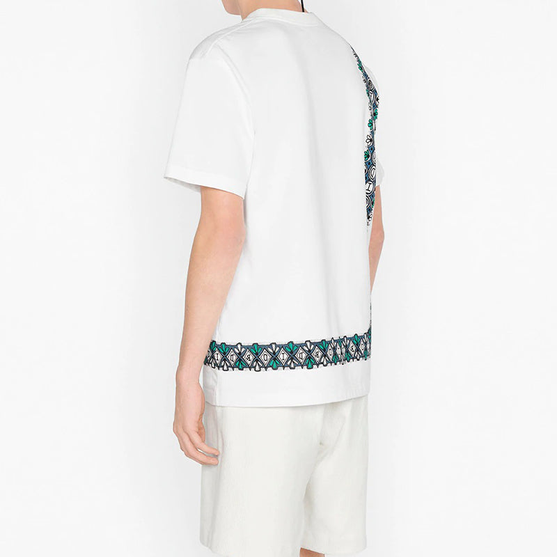 DIOR And Shawn Stussy Asymmetrical Print Oversized Short Sleeve For Men White 033J644B0554-C085