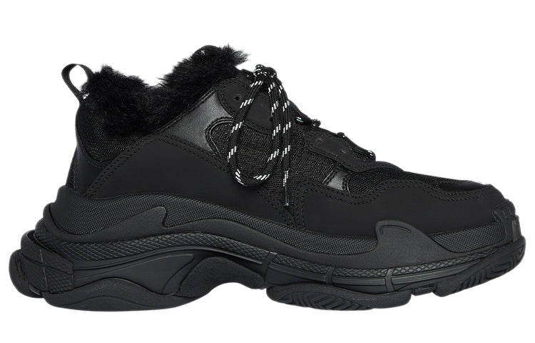 (WMNS) Balenciaga Triple S 'Fake Fur - Black' 668562W3CQ51000