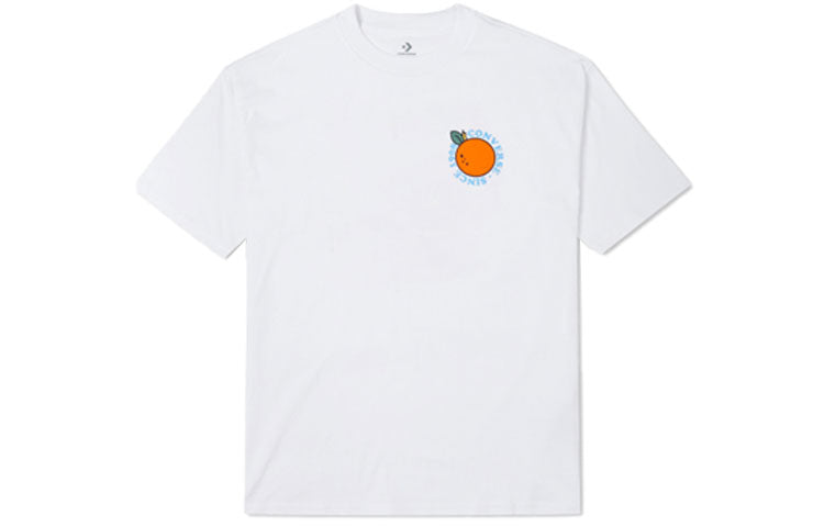 Men's Converse Cartoon Pattern Printing Loose Round Neck Short Sleeve White 10023039-A02