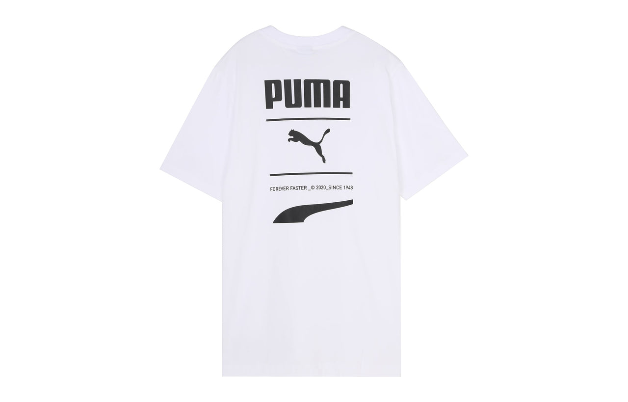 PUMA Recheck Pack Graphic Tee Logo Printing Short Sleeve White 598939-02